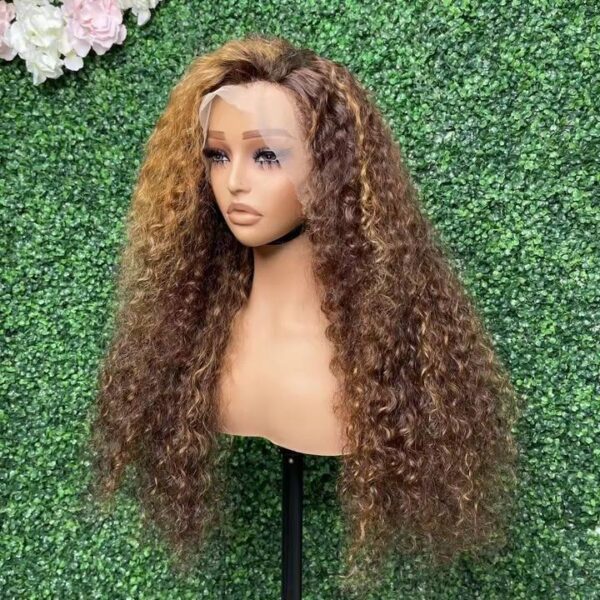 Deep curly 13*4 Lace Frontal Wig 230% Density Length : 20